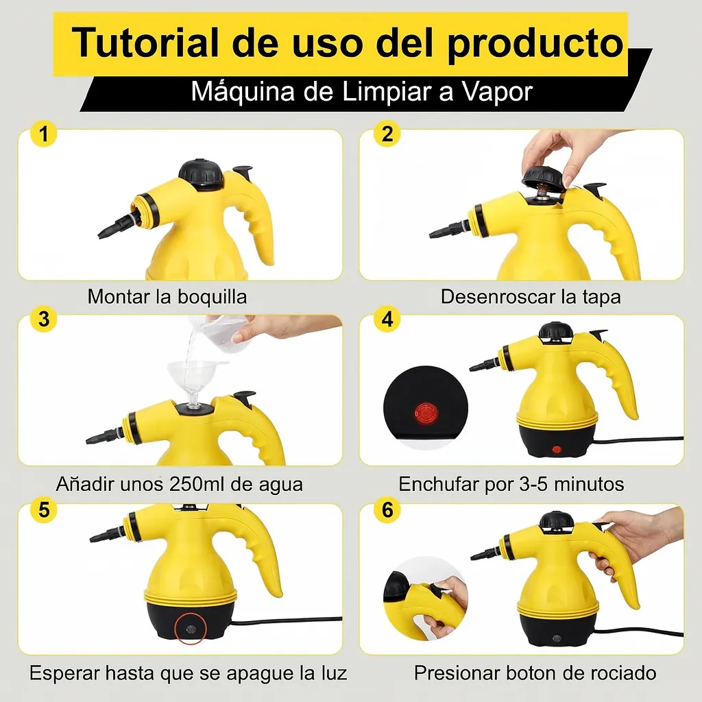 Tutorial de uso paso a paso del limpiador a vapor